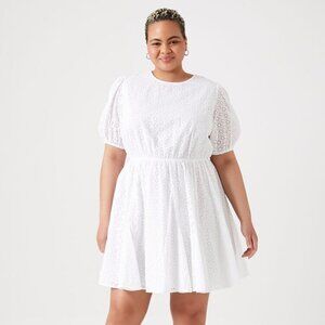 Plus Size Floral Eyelet Mini Dress